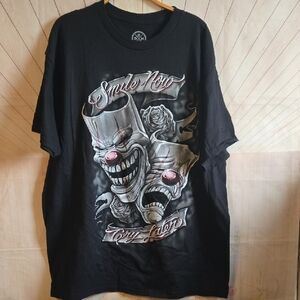 Black Graphic T-Shirt Smile Now Cry Later Clown Design